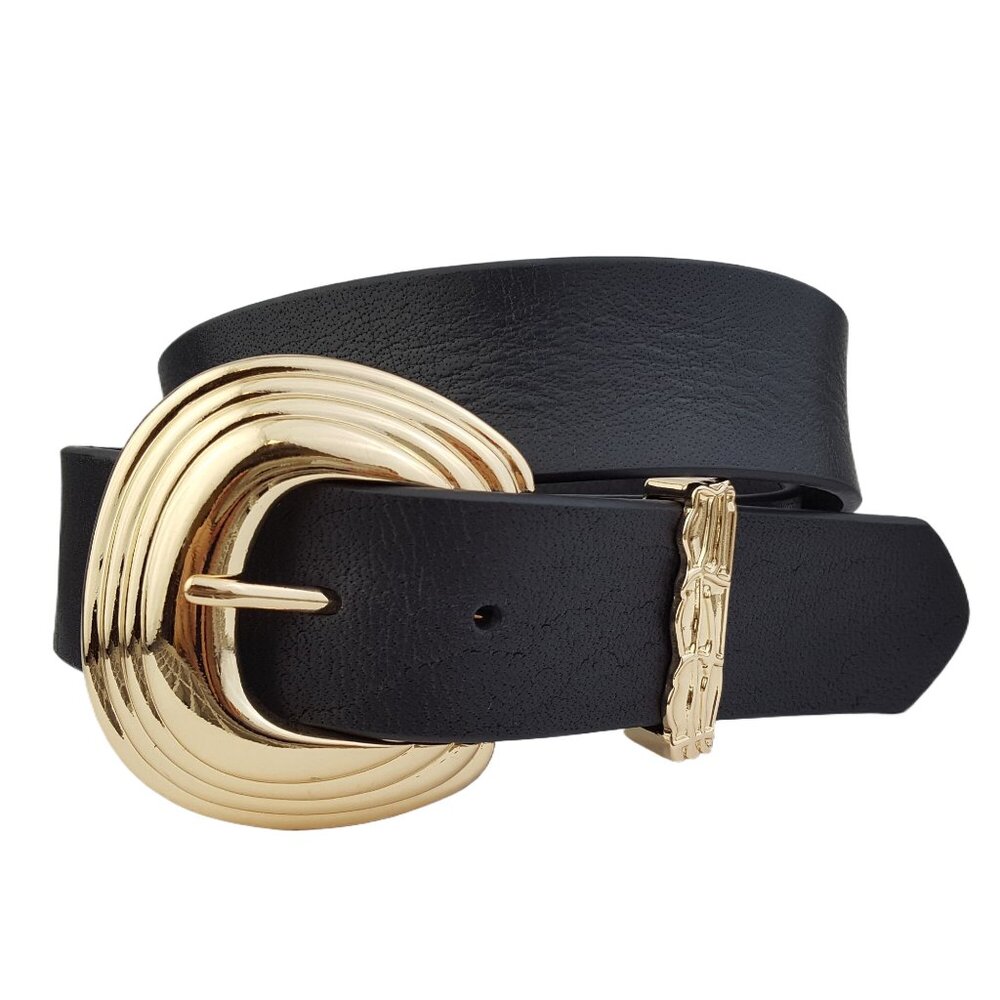 Shiny Gold Buckle and Loop in Genuine Leather belt